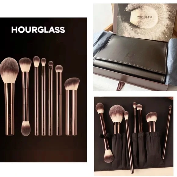 Hourglass Set of 7 Travel Brush Set with Leather Case - Picture 10 of 12